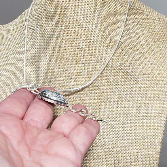 Azurite necklace, 925 silver k2 blue azurite gemstone unisex pendant necklace - Picture 9 of 10